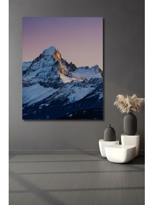 Alp Dağları Pastel Boya Görünümlü Dekoratif Ahşap Ev/işyeri/ofis Kare Tablo