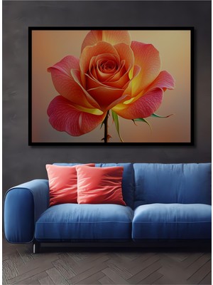 Çerçeve Görünümlü Göz Kamaştıran Yağlı Boya Görünümlü Gül Şöleni Salon Ahşap Kare Tablo