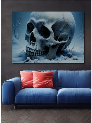 Karda Ölümün Maskesi Yağlı Boya Görünümlü Dekoratif Ahşap Ev/işyeri/ofis Kare Tablo