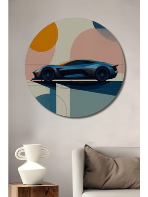 Modern Sanat Süper Araba Yağlı Boya Görünümlü Dekoratif Ahşap Ev/işyeri/ofis Yuvarlak Tablo