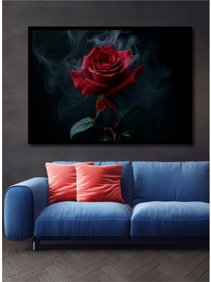 Çerçeve Görünümlü Dumanlı Güller Yağlı Boya Görünümlü Dekoratif Ahşap Ev/işyeri/ofis Kare Tablo