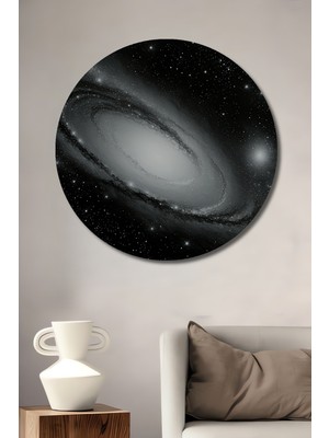 Andromeda Gökadası Yağlı Boya Görünümlü Dekoratif Ahşap Ev/işyeri/ofis Yuvarlak Tablo