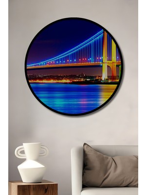 Çerçeve Görünümlü Işıltılı Köprü Modern Sanat Dekoratif Ahşap Dekoratif Işyeri/ofis Yuvarlak Tablo