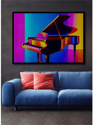 Çerçeve Görünümlü Neon Işıltılı Piyano Modern Sanat Dekoratif Ahşap Ev/işyeri/ofis Kare Tablo