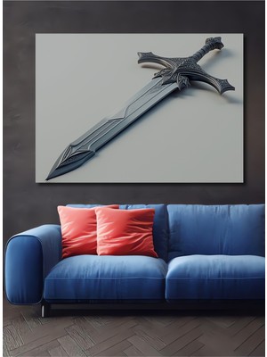 Epik Kılıç Sanatı Yağlı Boya Görünümlü Dekoratif Ahşap Ev/işyeri/ofis Kare Tablo