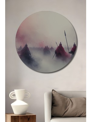 Kızıl Ordunun Yükselişi Yağlı Boya Görünümlü Dekoratif Ahşap Ev/işyeri/ofis Yuvarlak Tablo