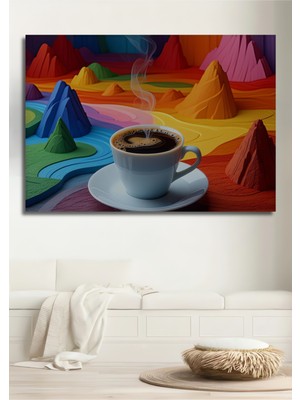 Gökkuşağı Dağları Kahve Rüyası Dekoratif Ahşap Ev/işyeri/ofis Kare Tablo