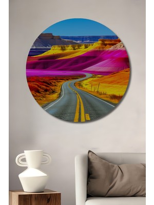 Rüya Gibi Pastel Renkli Yol Manzarası Dekoratif Ahşap Ev/işyeri/ofis Yuvarlak Tablo
