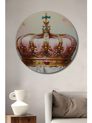 Pembe Rüya Taç Yağlı Boya Görünümlü Dekoratif Ahşap Ev/işyeri/ofis Yuvarlak Tablo