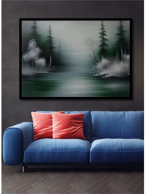 Çerçeve Görünümlü Büyülü Orman Yağlı Boya Görünümlü Dekoratif Ahşap Ev/işyeri/ofis Kare Tablo