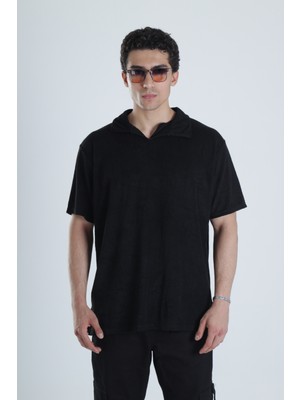 Erkek Siyah T-Shirt Dokuma Kumaş