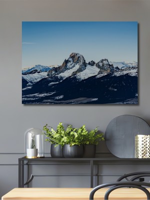 Muhteşem Dolomitler Sulu Boya Görünümlü Dekoratif Ahşap Ev/işyeri/ofis Kare Tablo