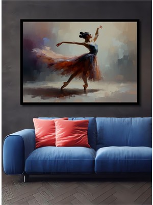 Çerçeve Görünümlü Balerin Zarafeti Yağlı Boya Görünümlü Dekoratif Ahşap Ev/işyeri/ofis Kare Tablo