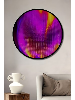 Çerçeve Görünümlü Alev Dansı Dijital Sanat Dekoratif Ahşap Ev/işyeri/ofis Yuvarlak Tablo