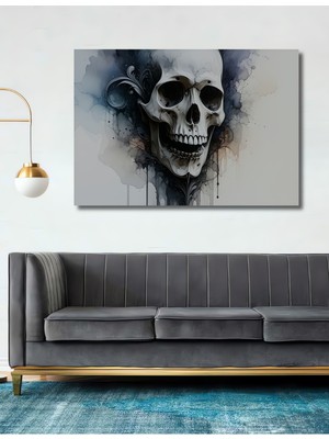 Gotik Suluboya Görünümlü Kafatası Sanatı Ev/işyeri/ofis/salon Ahşap Dekoratif Kare Tablo
