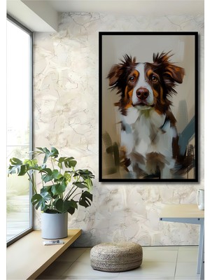 Çerçeve Görünümlü Sevimli Köpek Yağlı Boya Görünümlü Dekoratif Ahşap Ev/işyeri/ofis Kare Tablo