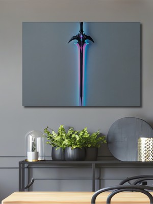 Neon Işıltılı Kılıç Dekoratif Ahşap Ev/işyeri/ofis Kare Tablo