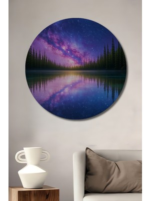 Yıldız Tozu Yağlı Boya Görünümlü Dekoratif Ahşap Ev/işyeri/ofis Yuvarlak Tablo