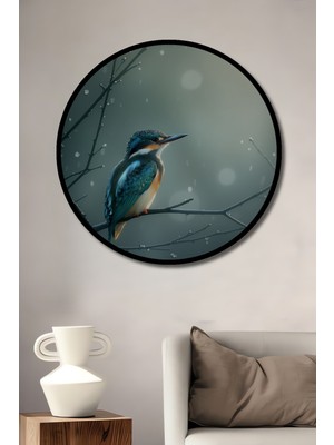 Çerçeve Görünümlü Sulu Boya Görünümlü Muhteşem Yalı Çapkını Dekoratif Ahşap Ofis Yuvarlak Tablo