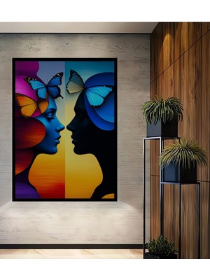 Çerçeve Görünümlü Kelebek Rüyası Yağlı Boya Görünümlü Dekoratif Ahşap Ev/işyeri/ofis Kare Tablo