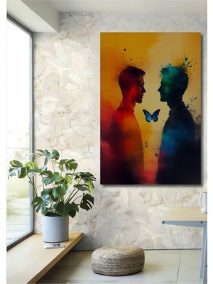 Iki Yüz Bir Kelebek Yağlı Boya Görünümlü Dekoratif Ahşap Ev/işyeri/ofis Kare Tablo