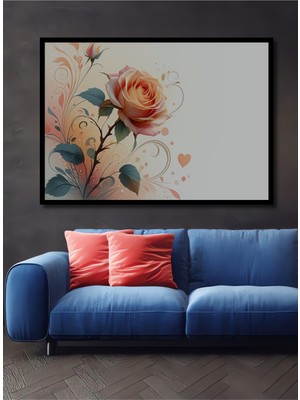 Çerçeve Görünümlü Romantik Güller Sulu Boya Görünümlü Dekoratif Ahşap Ev/işyeri/ofis Kare Tablo