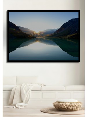 Çerçeve Görünümlü Dağların Aşkı Suluboya Görünümlü Dekoratif Ahşap Ev/işyeri/ofis Kare Tablo