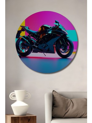 Neon Işıltılı Motosiklet Modern Sanat Dekoratif Ahşap Ev/işyeri/ofis Yuvarlak Tablo