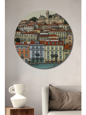 Istanbul Boğazı Tarihi Silüeti Dekoratif Ahşap Ev/işyeri/ofis Yuvarlak Tablo