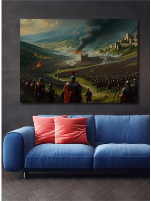 Roma Imparatorluğu Yağlı Boya Görünümlü Dekoratif Ahşap Ev/işyeri/ofis Kare Tablo