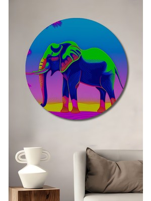 Neon Renkli Fil Desenli Modern Dekoratif Ahşap Ev/işyeri/ofis Yuvarlak Tablo