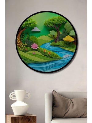 Çerçeve Görünümlü Kâğıt Sanatı Görünümlü Cennet Bahçesi Dekoratif Ahşap Işyeri/ofis Yuvarlak Tablo