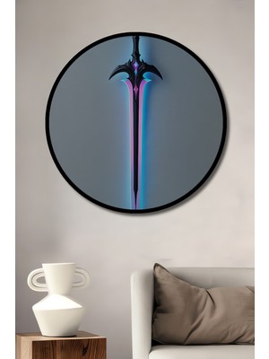 Çerçeve Görünümlü Neon Işıltılı Kılıç Dekoratif Ahşap Ev/işyeri/ofis Yuvarlak Tablo