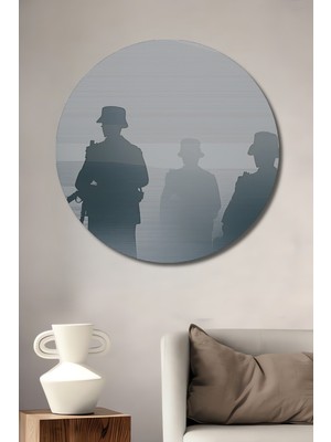 Asker Silüetleri Modern Sanat Dekoratif Ahşap Ev/işyeri/ofis Yuvarlak Tablo