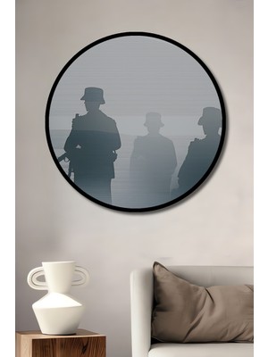 Çerçeve Görünümlü Asker Silüetleri Modern Sanat Dekoratif Ahşap Ev/işyeri/ofis Yuvarlak Tablo