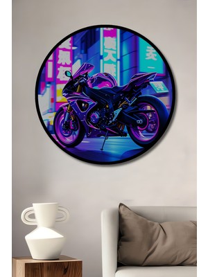 Çerçeve Görünümlü Neon Işıklı Rüya Motoru Modern Sanat Dekoratif Ahşap Işyeri/ofis Yuvarlak Tablo