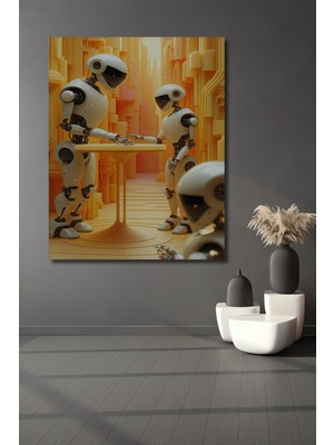 Robotik Buluşma Modern Sanat Dekoratif Ahşap Dekoratif Ev/işyeri/ofis Kare Tablo