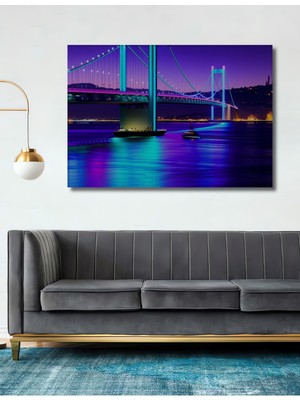 Neon Işıltılı Köprü Modern Sanat Dekoratif Ahşap Ev/işyeri/ofis Kare Tablo