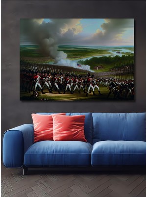 Amerikan Devrimi Askerleri Yağlı Boya Görünümlü Dekoratif Ahşap Ev/işyeri/ofis Kare Tablo