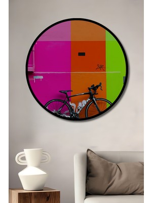 Çerçeve Görünümlü Neon Renkler Arasında Bisiklet Durağı Dekoratif Ahşap Işyeri/ofis Yuvarlak Tablo