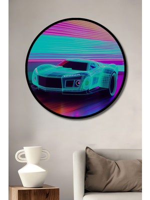 Çerçeve Görünümlü Neon Işıklı Fütüristik Araba Dekoratif Ahşap Ev/işyeri/ofis Yuvarlak Tablo