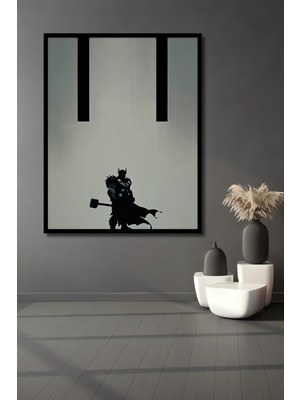 Çerçeve Görünümlü Thor Silüeti Modern Sanat Dekoratif Ahşap Ev/işyeri/ofis Kare Tablo