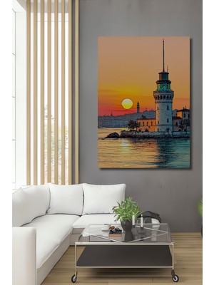 Istanbul Kız Kulesi Çizgisel Sanat Dekoratif Ahşap Ev/işyeri/ofis Kare Tablo