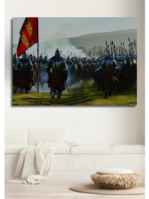 Iskoç Zırhlı Ordusu Yağlı Boya Görünümlü Dekoratif Ahşap Ev/işyeri/ofis Kare Tablo