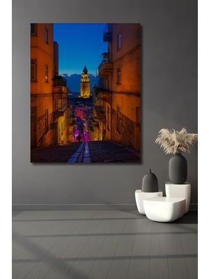 Galata Kulesi Istanbul Rüyası Yağlı Boya Görünümlü Dekoratif Ahşap Ev/işyeri/ofis Kare Tablo