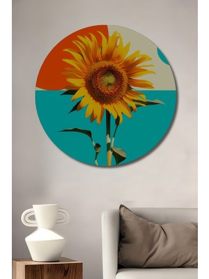 Retro Pop Art Ayçiçeği Dekoratif Ahşap Ev/işyeri/ofis Yuvarlak Tablo