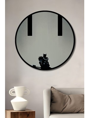 Çerçeve Görünümlü Thor Silüeti Modern Sanat Dekoratif Ahşap Ev/işyeri/ofis Yuvarlak Tablo