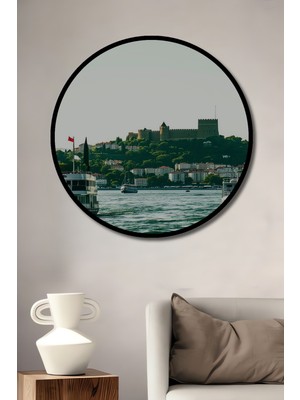 Çerçeve Görünümlü Istanbul Boğazı Tarihi Kalesi Dekoratif Ahşap Ev/işyeri/ofis Yuvarlak Tablo