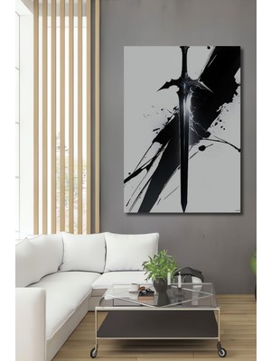 Epik Kılıç Siyah Beyaz Çizim Sanatı Dekoratif Ahşap Ev/işyeri/ofis Kare Tablo