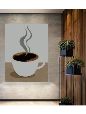 Dumanlı Kahve Keyfi Minimalist Dekoratif Ahşap Ev/işyeri/ofis Kare Tablo